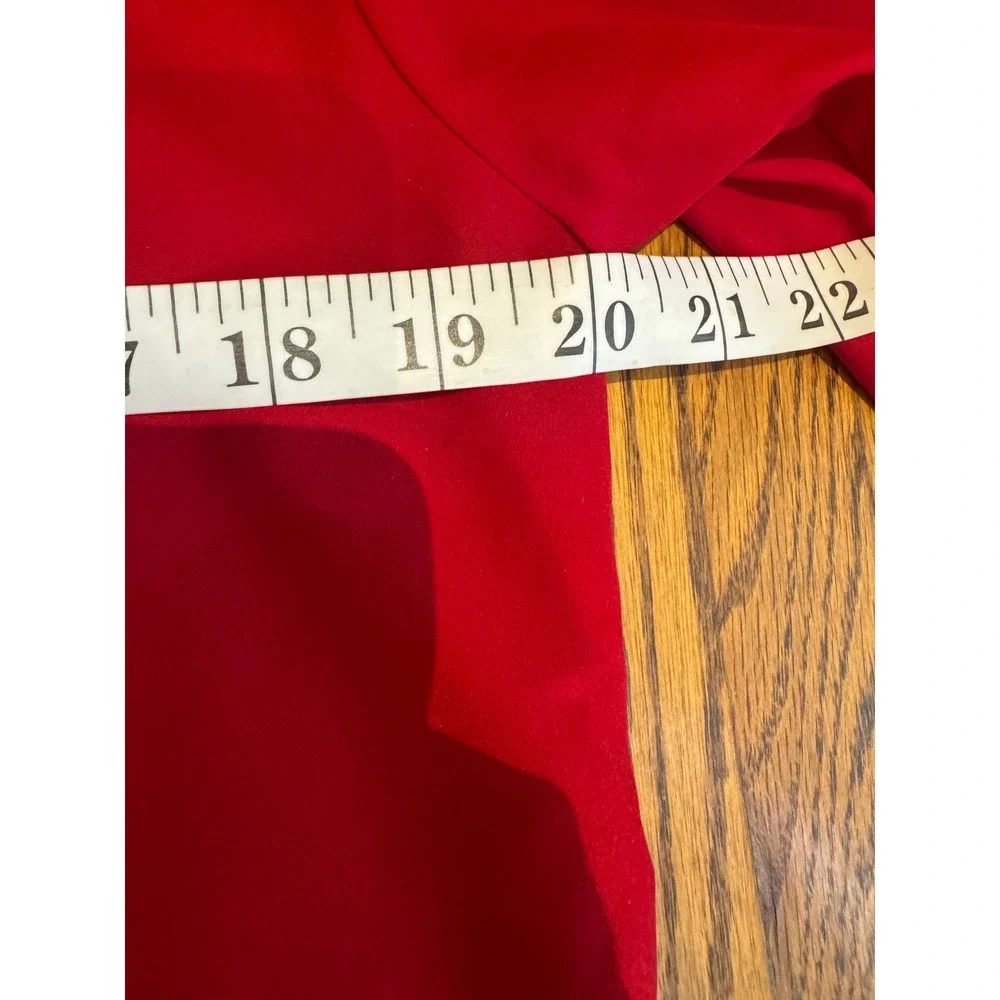 Michael Kors Women's Pleated Zip Front Roll Tab Red Blouse Size Medium